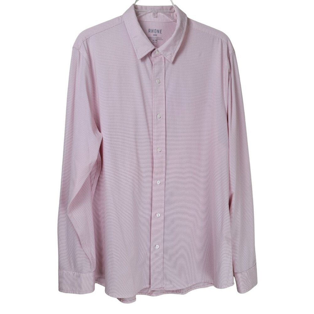 Rhone Commuter Dress Shirt Men's XXL Performance Stretch Button Down Light Pink